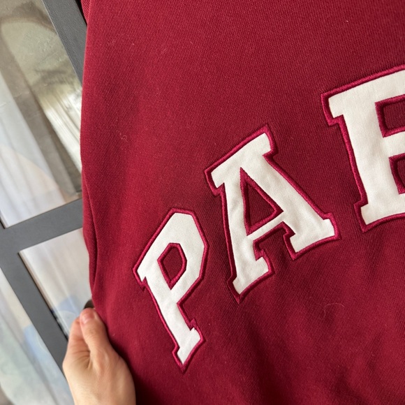 PARKE Mock Neck pullover sweatshirt varsity heritage fleece deep maroon patches - Picture 6 of 7